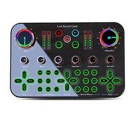 Doumneou Tarjeta de sonido K600 Kit de equipo de transmisión en profesional Mezclador de tarjetas de sonido de audio Teléfono móvil Ordenador Universal