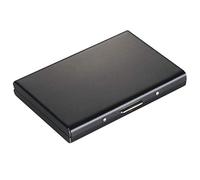 Doumneou Tarjetero metálico ultrafino de acero inoxidable con bloqueo RFID para tarjetas de crédito, color negro, Black