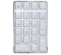 Doumneou Teclado numérico mecánico rojo interruptor cable teclado cristal comedero blanco iluminación de fondo 21 teclas Mini Numpad portátil