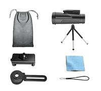 Doumneou Telescopio totalmente óptico monocular de alta potencia para teléfono móvil, 12 veces, visión , 15,5 x 5,5 cm, color negro duradero
