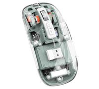 Doumneou Transparente Magnético Triple Modo Bluetooth Compatible 2.4G Ratón Inalámbrico de Escritorio con un Tipo-C Recargable (Verde) Fácil de Usar