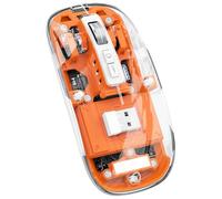 Doumneou Transparente Magnético Triple Modo Bluetooth Compatible 2.4G Ratón Inalámbrico de Escritorio con un Tipo-C Recargable (Naranja) Fácil Instalación