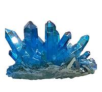 DOUPE Decoración de Cristal curativo Azul Aura Cristal Cluster Cuarzo Titanio Aura Flor Piedras Naturales y minerales decoración de Piedra for el hogar (Color : Blue, Size : 100 150g)