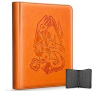 Douper Carpeta de tarjetas para tarjetas de Pokémon, 9 bolsillos, 540 tarjetas, colección de juegos de cartas intercambiables, carpeta de libros con fundas de carga lateral (naranja)