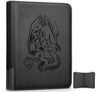 Douper Carpeta de tarjetas para tarjetas de Pokémon, 9 bolsillos, 540 tarjetas, colección de juegos de cartas coleccionables, carpeta de libros con fundas de carga lateral (negro)