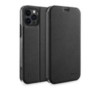 doupi Deluxe FlipCover para iPhone 12 / iPhone 12 Pro (6,1 Pulgada) Carcasa Case magnético Funda Caso tirón Estilo Libro Protector de Cuero Artificial, Negro