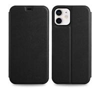 doupi Deluxe FlipCover para iPhone 12 Mini (5,4 Pulgada) Carcasa Case magnético Funda Caso tirón Estilo Libro Protector de Cuero Artificial, Negro