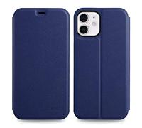 doupi Deluxe FlipCover para iPhone 12 Mini (5,4 Pulgada) Carcasa Case magnético Funda Caso tirón Estilo Libro Protector de Cuero Artificial, Azul