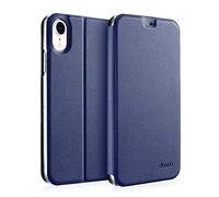 doupi Deluxe FlipCover para iPhone XR (6,1 Pulgada) Carcasa Case magnético Funda Caso tirón Estilo Libro Protector de Cuero Artificial, Azul
