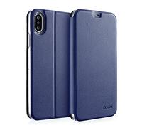 doupi Deluxe FlipCover para iPhone XS MAX (6,5 Pulgada) Carcasa Case magnético Funda Caso tirón Estilo Libro Protector de Cuero Artificial, Azul