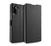 doupi Deluxe FlipCover para Samsung Galaxy Note 10, Carcasa Case magnético Funda Caso tirón Estilo Libro Protector de Cuero Artificial, Negro