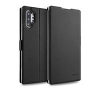 doupi Deluxe FlipCover para Samsung Galaxy Note 10 Plus, Carcasa Case magnético Funda Caso tirón Estilo Libro Protector de Cuero Artificial, Negro