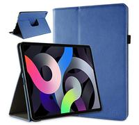 doupi Deluxe Protección Funda para iPad Air (4. / 5. Generacion 2021, 2022), Smart Sleep / Wake Up función 360 grados giratoria del caso del soporte bolsa, Azul