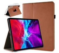 doupi Deluxe Protección Funda para iPad Pro 12,9 Pulgadas 2020, 2021, Smart Sleep/Wake Up función 360 Grados giratoria del Caso del Soporte Bolsa, Marrón