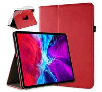 doupi Deluxe Protección Funda para iPad Pro 12,9 Pulgadas 2020, 2021, Smart Sleep/Wake Up función 360 Grados giratoria del Caso del Soporte Bolsa, Rojo