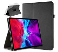 doupi Deluxe Protección Funda para iPad Pro 12,9 Pulgadas 2020, 2021, Smart Sleep/Wake Up función 360 Grados giratoria del Caso del Soporte Bolsa, Negro