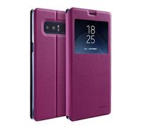 doupi Deluxe Ventana FlipCover para Samsung Galaxy Note 8, Carcasa Case magnético Funda Caso tirón Estilo Libro Protector de Cuero Artificial, Rojo