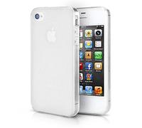 doupi PerfectFit Funda Compatible con iPhone 4 4S, Tapones de Polvo instalados TPU Ligero Estuche Protección, Blanco