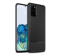 doupi PerfectFit Funda para Samsung Galaxy S20, TPU ultradelgado y Carbon Fiber Look Antideslizante Cubierta Protector de Parachoques la Carcasa del teléfono Celular, Negro