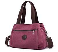 DOURR Hobo - Bolsos cruzados de lona para mujer, con múltiples compartimentos, bolso mediano, Borgoña - Mediano, M