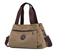 DOURR Hobo - Bolsos cruzados de lona para mujer, con múltiples compartimentos, bolso mediano, marrón, (Brown - Medium), Medium
