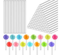 DOUSELLA 120PCS Palitos para Piruletas Acrílicos Lollipop Sticks Reutilizables Palos para Cake Pop Palillos para Caramelo Redondo Varilla Acrílica Transparentes para DIY Dulce Galleta Pastel Chocolate