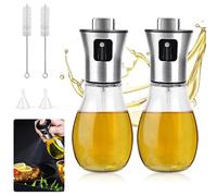 DOUSELLA 2 PCS Botella Rociadora de Aceite de Oliva Botella Rociadora de Aceite de Cocina Botella Rociadora de Aceite de Vidrio con Cepillo y Embudo para Aceite de Cocina BBQ