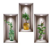 DOUSELLA 3D Pegatinas de Pared Jarrón Adhesivo Salón Plantas Verdes Vinilo Calcomanías Murales Para Decoración