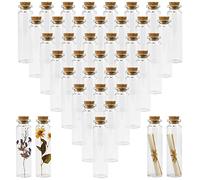 DOUSELLA 40 PCS Mini Frascos de Vidrio con Corcho Botellas de Cristal con Tapones Mini Botellas de Vidrio con Tapón Mini Frascos de Vidrio Transparente para Decoración Boda Especias Joyería 20ml