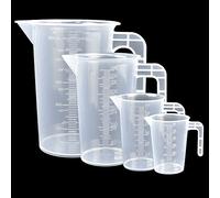DOUSELLA 4PCS Juego de Jarras Medidoras de Plástico de 50ml 100ml 250ml 500ml con Asa Jarra Medidora Resistente al Calor para Detergente Cocina Laboratorio Escala Fina Apta para Alimentos Transparente