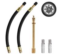 DOUSELLA 5PCS Extensión de Válvula de Neumático de Latón de 10cm Extensión Válvula de Goma de 18cm Adaptador de Extensión de Válvula de Neumático de 3.9cm para Coche Camión Moto Bici RV