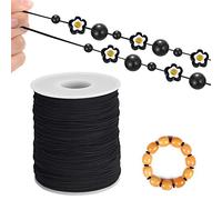 DOUSELLA Cuerda Elástica Pulseras Hilo Elastico Negro 1mm x 100m Cordones de Fabricación de Tela Elástica Hilo Pulseras para Bisuteria DIY Cordón Elástico de Cuentas Abalorios Collar Joyas Artesanía