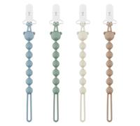 DOUUCO Juego de 4 cadenas para chupete de bebé de silicona con clip de seguridad, cinta para chupete para niños y niñas, cadena Pacifier y clip para chupete, fácil de limpiar, cadenas para chupete