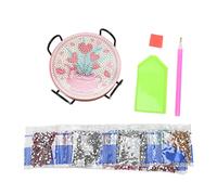 DouWen MO 8 posavasos con pintura de diamantes de imitación, kit de posavasos de bricolaje de estilo de dibujos animados, fuerte adherencia, posavasos con fondo de madera inodoro con