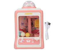 DouWen MO Bunny Space Pattern Mini Claw Doll Machine, Children's Interactive Game with Light and Music, Includes 4 Dolls and Balls for Home Party Birthday Christmas (Rosa)