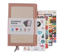 DouWen MO Cuaderno de notas universitario a cuadros A5, cuaderno forrado en piel sintética, encuadernación con hilo y diseño plano, con 240 páginas para diario y planificación empresarial, (Rosada)