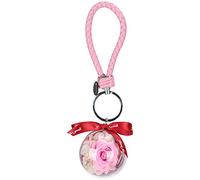 DouWen MO Llavero de flores preservadas, colgante redondo creativo, llavero floral colorido para bolso, coche o decoración de teléfono, adorno artesanal como regalo para ella o para él. (Rosa)