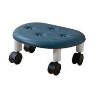DouWen MO Low Roller Seating Stool with PU Surface and Universal Wheels, Compact Rolling Stool for Living Room Baby Room, Lightweight Plastic Structure Movable Low Height Seating (Azul)