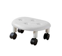 DouWen MO Low Roller Seating Stool with PU Surface and Universal Wheels, Compact Rolling Stool for Living Room Baby Room, Lightweight Plastic Structure Movable Low Height Seating (Blanca)