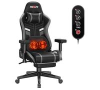Douxlife Silla Gaming con Masaje de Amasado y Calefacción, Silla Ergonómica para Oficina, Reclinable de 90°-175°, Reposabrazos Ajustables Acolchados en 2D, Capacidad de Carga 181 Kg, Gris