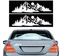 douyif Pegatinas Montañas Para Coche 14x3.9cm Calcomanías De Montañas Bosque Amanecer Adhesivo para Coche De Montañas Para Todoterreno Camión Coche Lateral Puerta Tronco 2Pcs (Blanco)