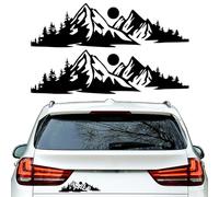 douyif Pegatinas Montañas Para Coche 14x3.9cm Calcomanías De Montañas Bosque Amanecer Adhesivo para Coche De Montañas Para Todoterreno Camión Coche Lateral Puerta Tronco 2Pcs (Negro)