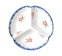 DouYuan Platos Divididos en 3 Ceramica, Plato Separador de Comida, Platos Control de Raciones para Hogares, Restaurantes, Hoteles