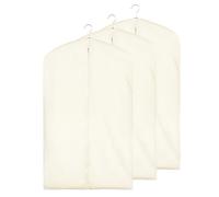 DOUZIO Fundas Para Ropa De Algodón, Bolsa Para Colgar Ropa De 3 Piezas, Fundas Transpirables Para Trajes Con Cremallera, Fundas Para Abrigos De Piel, Visón Y Plumón(Size:140×58cm,Color:Plano)