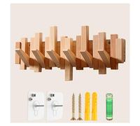 DOUZIO Perchero De Pared, Gancho Creativo De Madera, Perchero Colgante, Ganchos Que Ahorran Espacio Para Entrada, Sala De Estar, Cocina Y Baño(Size:6 Hooks,Color:Madera)