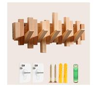 DOUZIO Perchero De Pared, Gancho Creativo De Madera, Perchero Colgante, Ganchos Que Ahorran Espacio Para Entrada, Sala De Estar, Cocina Y Baño(Size:5 Hooks,Color:Madera)