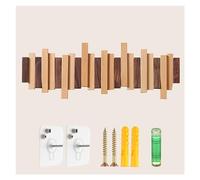DOUZIO Perchero De Pared, Gancho Creativo De Madera, Perchero Colgante, Ganchos Que Ahorran Espacio Para Entrada, Sala De Estar, Cocina Y Baño(Size:7 Hooks,Color:Nogal + Madera)