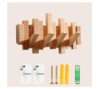 DOUZIO Perchero De Pared, Gancho Creativo De Madera, Perchero Colgante, Ganchos Que Ahorran Espacio Para Entrada, Sala De Estar, Cocina Y Baño(Size:4 Hooks,Color:Madera)