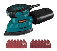 DOVAMAN DLS03A Lijadora Eléctrica de Madera 130W - 12000 RPM Con Colector de Polvo, 12 Piezas de Papel de Lija - Liviana y de Baja Vibración Para Madera y Acero