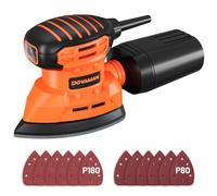 DOVAMAN DLS03A Lijadora Eléctrica de Madera 130W - 12000 RPM Con Colector de Polvo, 12 Piezas de Papel de Lija - Liviana y de Baja Vibración Para Madera y Acero